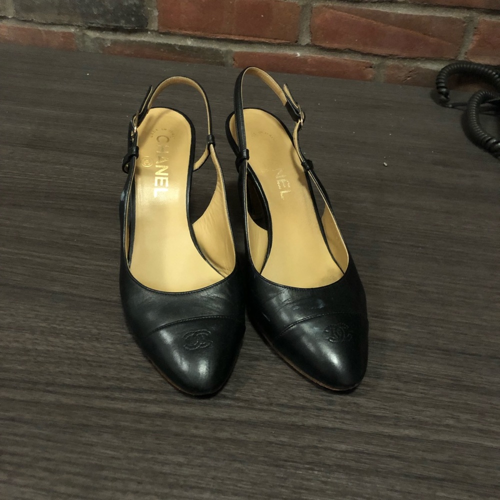 Black Chanel Sling Back Shies